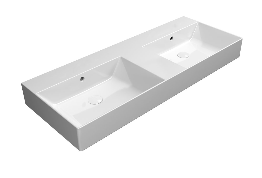 Gsi kube x keramické dvojumyvadlo 120x47cm, broušená spodní hrana, bez otvoru, bílá extraglaze