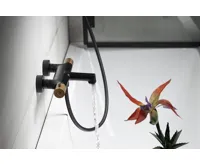 SAPHO SOLARIS nástěnná vanová termostatická baterie, černá/měď mat (5)