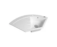 SAPHO Granitový vestavný dřez rohový s odkapem, 114x57,5cm, bílá (1)