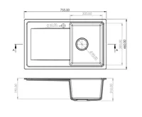 GRANISIL CORTES 755.0 Granitový dřez s odkapem, černý (3)