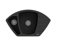 GRANISIL ZAMORA 910.10R Rohový granitový dřez s odkapem, černý granit GRANISIL ZAMORA 910.10R Rohový granitový dřez s odkapem, černý granit