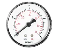 Manometr - tlakoměr 63mm 1/4" Axiál - zadní vývod 0-4 bar