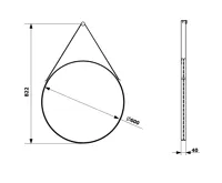 SAPHO ORBITER kulaté zrcadlo s koženým páskem ø 60cm, zlato mat (5)