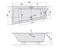 POLYSAN ANDRA L SLIM asymetrická vana 180x90x45cm, bílá (6)