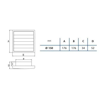 CATA Venkovní mřížka k ventilátoru B-15 s žaluziemi