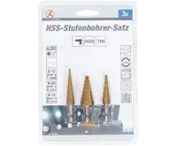 BGS Vrtáky kónické HSS, stupňovité, potitanované, 3 díly (3)