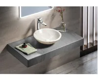 SAPHO BLOK kamenné umyvadlo na desku Ø 40cm, leštěný bílý mramor (7)