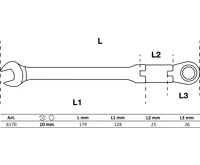 BGS Sada dvoukloubových ráčnových kombinovaných klíčů ,  nastavitelné ,  10 mm (1)