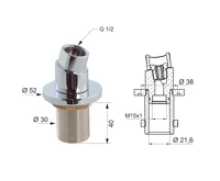 SAPHO Sprchová průchodka na okraj vany s mezikusem F1/2"-M15x1, chrom (3)