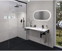 SAPHO ARECA umyvadlo, litý mramor, 121x51,5cm, pravé, bílá (3)