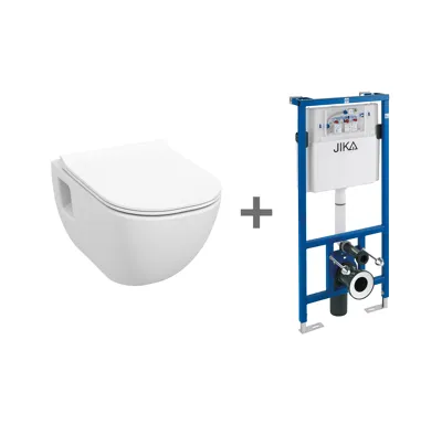 JIKA MIO Závěsný modulový set Rimless s viditelným uchycením + podomítkový modul , Bílá
