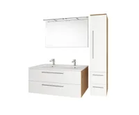 Koupelnová skříňka s keramickým dvoumyvadlem 120 cm,  bílá/bílá (6)