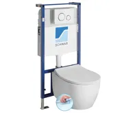 SENTIMENTI závěsné WC Rimless s podomítkovou nádržkou a tlačítkem Schwab, bílá