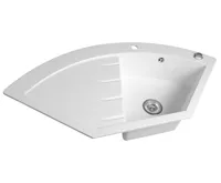 SAPHO Granitový vestavný dřez rohový s odkapem, 114x57,5cm, bílá (3)