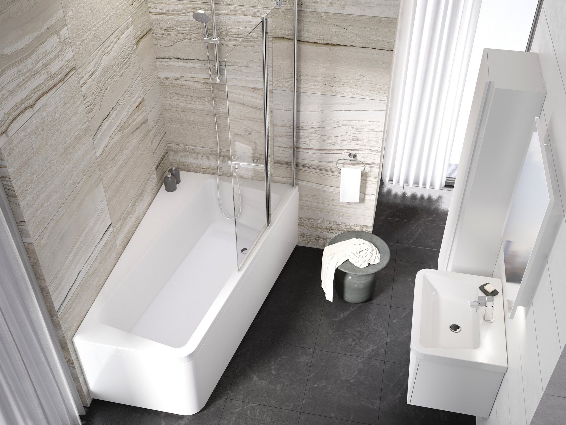Ravak akrylátová vana 10° 160x95 p snowwhite | akce doživotní záruka
