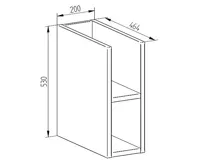 Aira desk, koupelnová skříňka, spodní, dub, 200x530x460 mm (1)