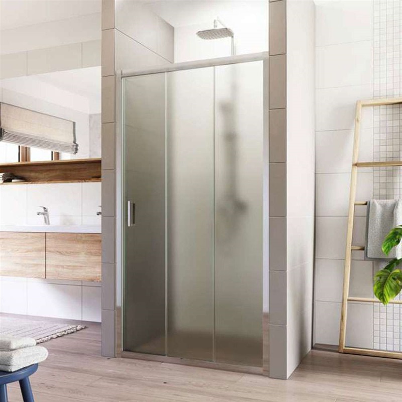 LIMA Sprchové dveře, trojdílné, zasunovací, 100 cm, chrom ALU, sklo Point