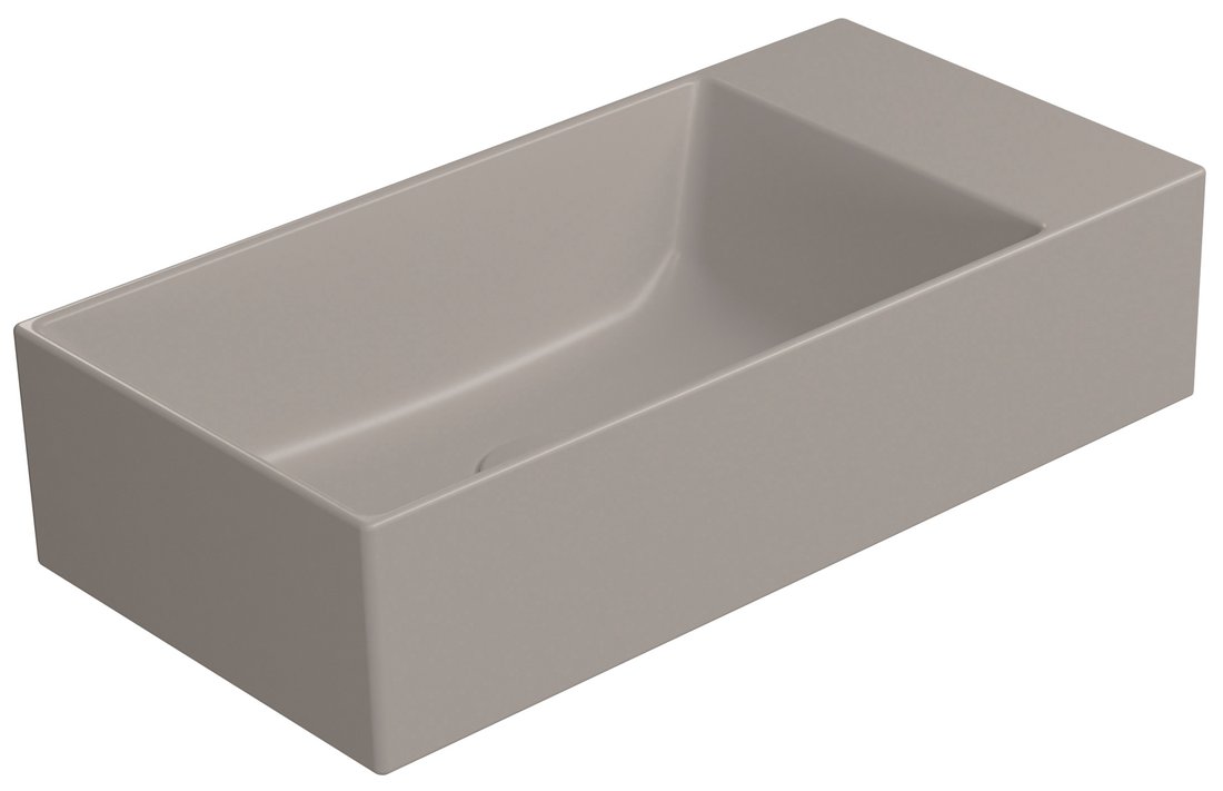 Gsi kube x keramické umývátko 50x25cm, bez otvoru, pravé/levé, tortora mat