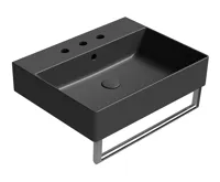 GSI KUBE X keramické umyvadlo 60x47cm, broušená spodní hrana, 3 otvory, černá mat (3)