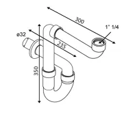 OMP TEA HANDICAP umyvadlový sifon šetřící místo 5/4" odpad 32mm, chrom (2)