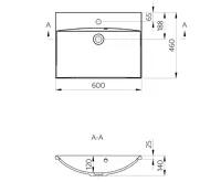 SAPHO MARIA umyvadlo, litý mramor, 60x46cm, bílá (5)