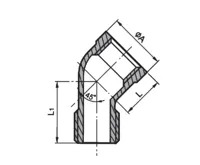 Nerez koleno 45°- DN  6 - 1/8" M/ F (1)