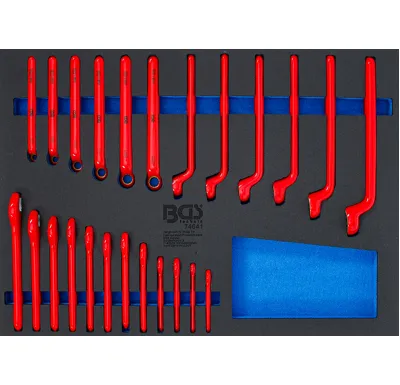 BGS Vložka do dílenského vozíku 3/3: sada očkových klíčů VDE a jednostranných plochých klíčů V