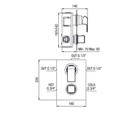 SAPHO DIMY podomítková sprchová termostatická baterie, 3 výstupy, chrom (2)