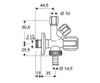 Schell COMFORT rohový a pračkový ventil 1/2" x 3/4" x 3/8" (1)