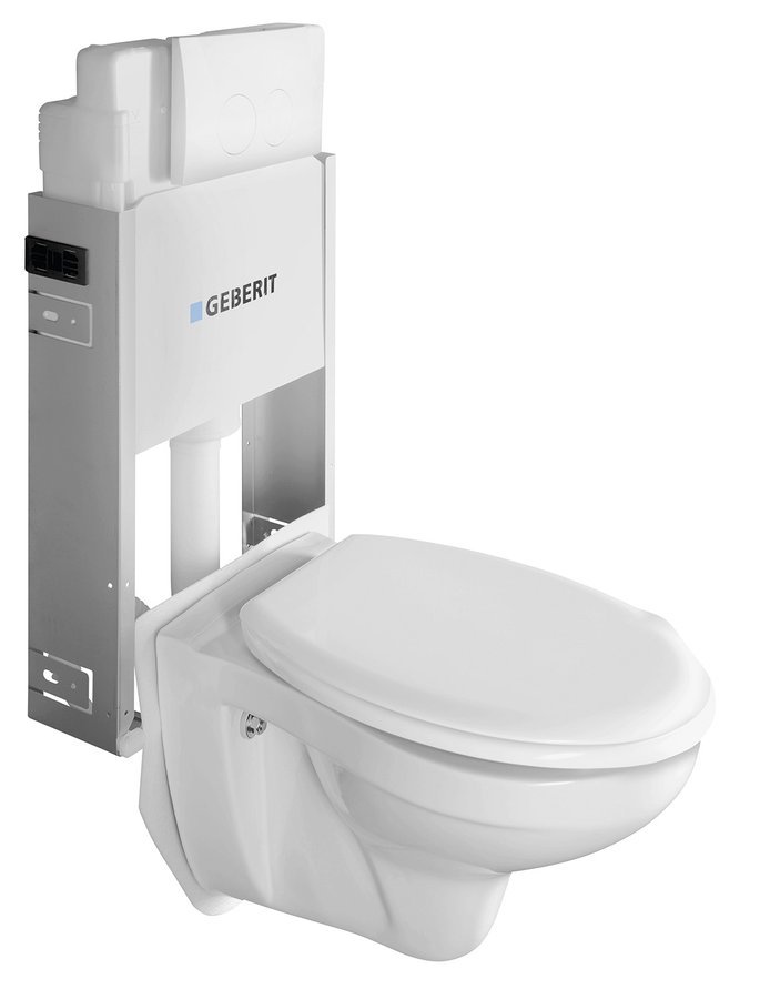 Závěsné WC Taurus s podomítkovou nádržkou a tlačítkem Geberit, bílá