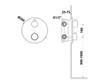 SAPHO Podomítková sprchová termostatická baterie, box, 2 výstupy, černá mat (4)