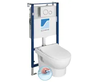 ABSOLUTE závěsné WC Rimless s podomítkovou nádržkou a tlačítkem Schwab, bílá