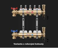 WIGELL Mosazný rozdělovač  6 okruhů, pro podlahového topení  s hlavicemi a průtokoměry (3)