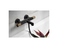 SAPHO SOLARIS nástěnná vanová termostatická baterie, černá/měď mat (1)