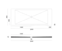 GSI Keramická sprchová vanička, obdélník 200x80x2cm, cenere mat (2)