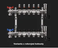 WIGELL Nerezový rozdělovač  5 okruhů, pro podlahového topení  s hlavicemi a průtokoměry (3)