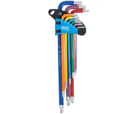 BGS Sada zahnutých klíčů,  vícebarevné,  extra dlouhé,  T-profil (pro Torx) s kulovou hlavou T (1)