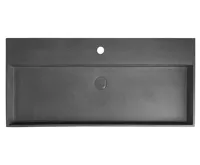 SAPHO QUADRADO betonové umyvadlo včetně výpusti, 96x44cm, černý granit (6)