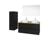 Opto, koupelnová skříňka, umyvadlo z litého mramoru, černá, 4 zásuvky, 1210x580x458 mm (8)