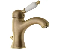 SAPHO KIRKÉ WHITE stojánková umyvadlová baterie s výpustí, bílá páčka, bronz SAPHO KIRKÉ WHITE stojánková umyvadlová baterie s výpustí, bílá páčka, bronz