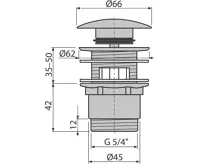 ALCAPLAST Výpust umyvadlová CLICK/CLACK 5/4" celokovová s přepadem, velká zátka A390 (1)