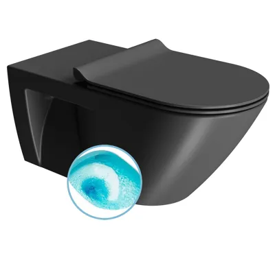 GSI COMMUNITY závěsná WC mísa, Swirlflush, 36x70cm, černá dual-mat