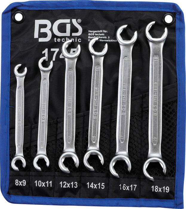 BGS Klíče otevřené oboustrannéočkové, 8x9 - 18x19 mm, 6dílná