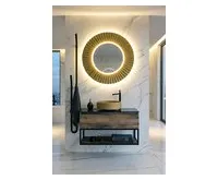 SAPHO PRIDE STRIP kulaté zrcadlo s LED osvětlením v rámu ø 75cm, zlato (1)