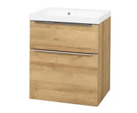 Mailo, koupelnová skříňka, umyvadlo z litého mramoru, dub, 2 zásuvky, 610x700x480 mm Mailo, koupelnová skříňka, umyvadlo z litého mramoru, dub, 2 zásuvky, 610x700x480 mm