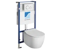 SENTIMENTI závěsné WC Rimless s podomítkovou nádržkou a tlačítkem Schwab, bílá (3)