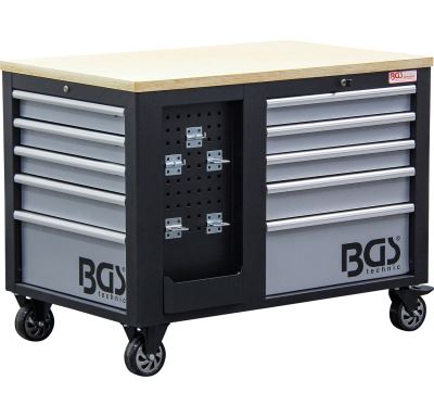 BGS Dílenský vozík, 2× 5 zásuvek, 1 skříňka, prázdný