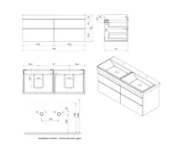 SAPHO SITIA dvojumyvadlová skříňka 116x50x44,2cm, 4xzásuvka, dub stříbrný (6)