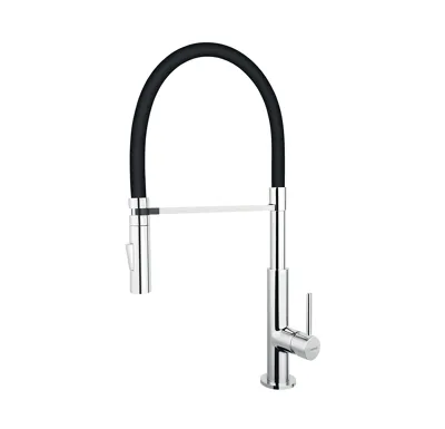 NOVASERVIS Dřezová baterie se sprškou a černým flexi ramenem, chrom - BLE4B