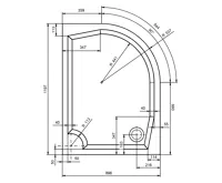 GELCO RIVA sprchová vanička z litého mramoru, čtvrtkruh 120x90cm, levá, bílá (8)